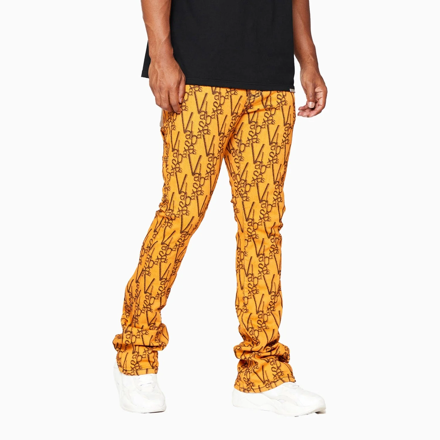 Men's V-Scrawl Stacked Flare Jeans Pant - Image 3