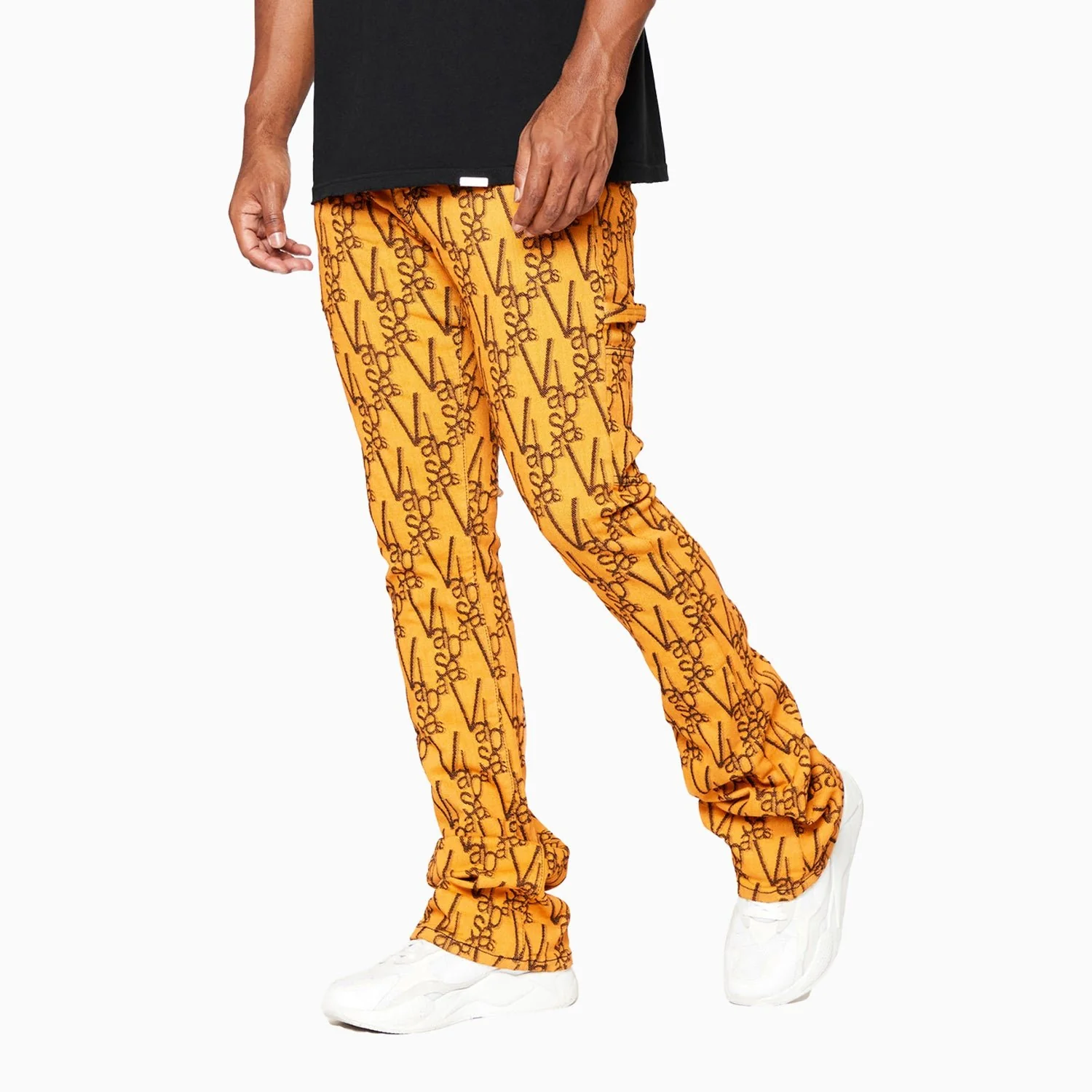 Men's V-Scrawl Stacked Flare Jeans Pant - Image 4