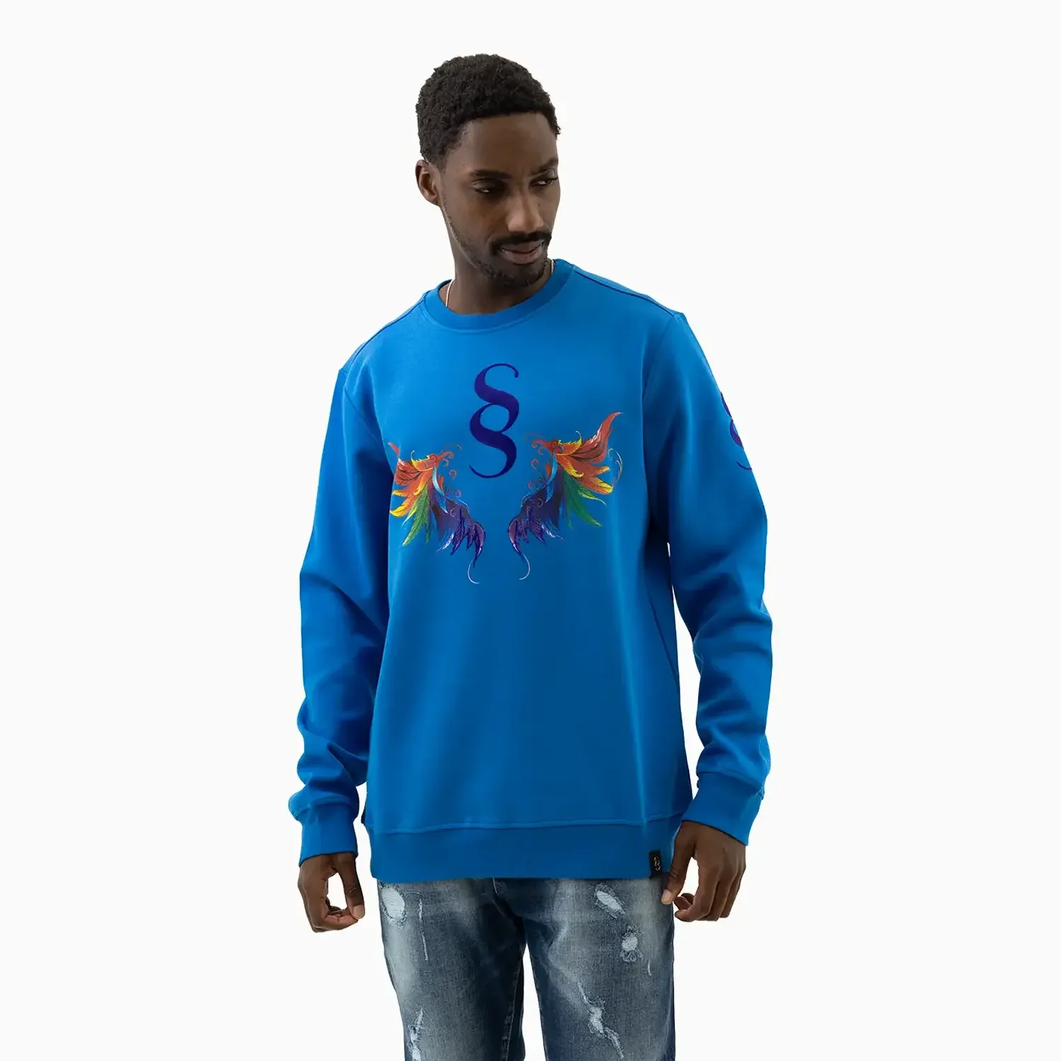 Men's Wings Graphic Royal Blue Sweatshirt - Image 4